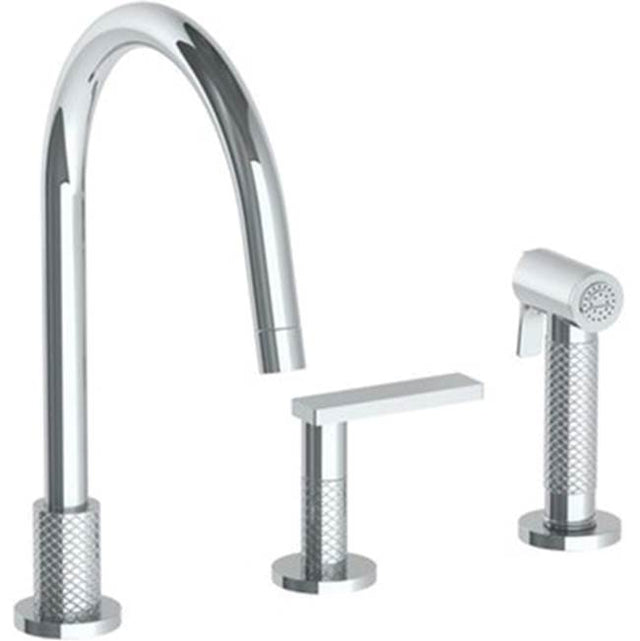 Watermark - Deck Mounted 3 Hole Gooseneck Kitchen Set -  Includes Side Spray - Vintage Copper