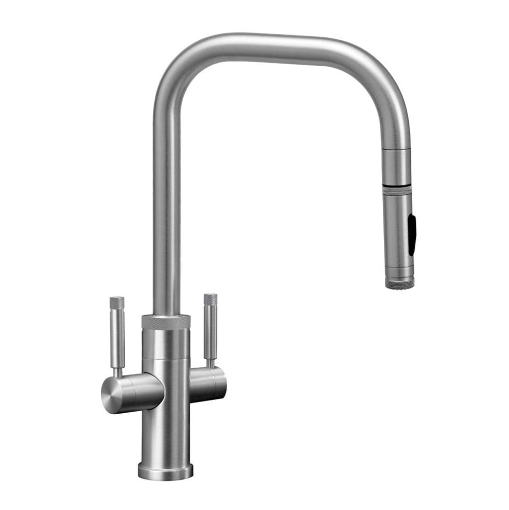 Waterstone - Fulton Industrial 2 Handle Plp Pulldown Faucet - Toggle Sprayer - Unlacquered Polished Brass