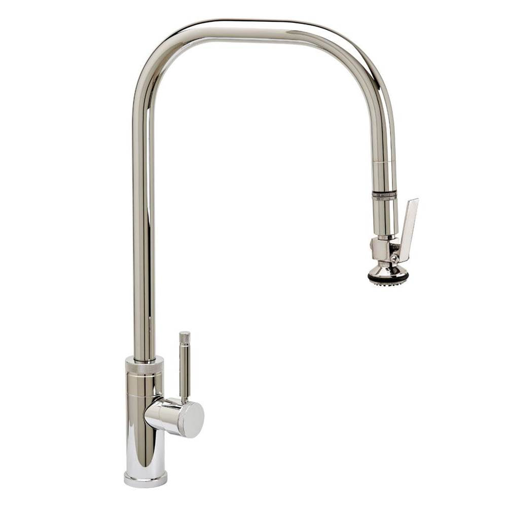 Waterstone - Waterstone Fulton Industrial Extended Reach PLP Faucet - Lever Sprayer - Unlacquered Polished Brass