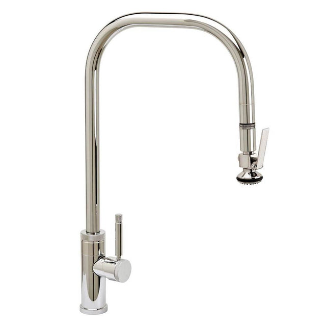 Waterstone - Waterstone Fulton Industrial Extended Reach PLP Faucet - Lever Sprayer - Unlacquered Polished Brass