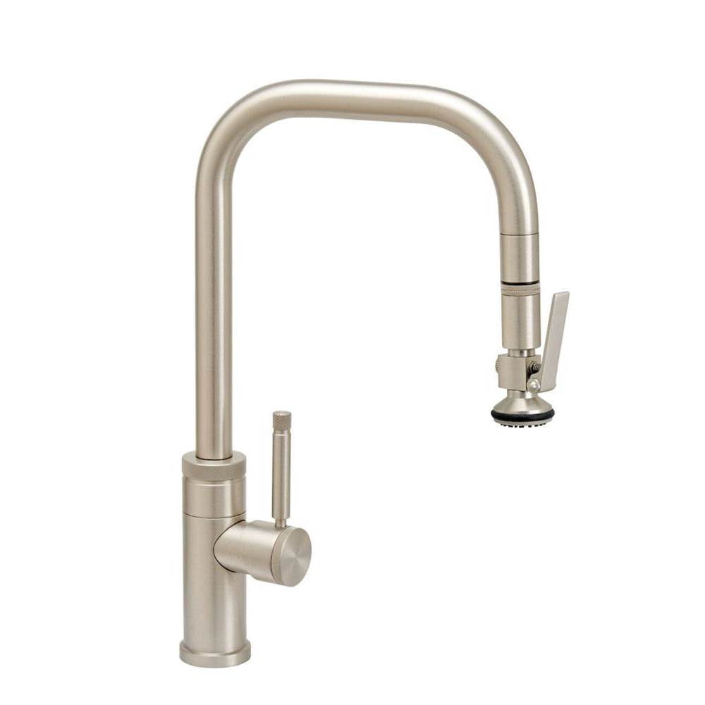 Waterstone - Waterstone Fulton Industrial PLP Pulldown Faucet - Lever Sprayer - Unlacquered Polished Brass