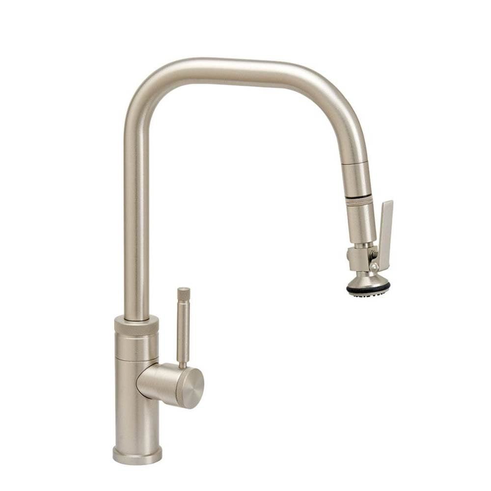 Waterstone - Waterstone Fulton Industrial PLP Pulldown Faucet - Angled Spout - Lever Sprayer - Unlacquered Polished Brass