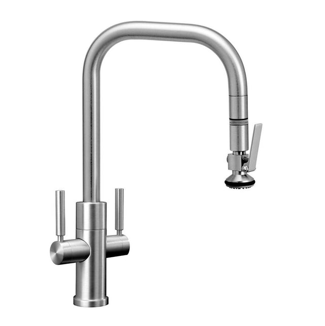 Waterstone - Fulton Modern 2 Handle Plp Pulldown Faucet - Lever Sprayer - Unlacquered Polished Brass