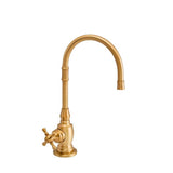 Waterstone - Waterstone Pembroke Cold Only Filtration Faucet - Cross Handle - Unlacquered Polished Brass