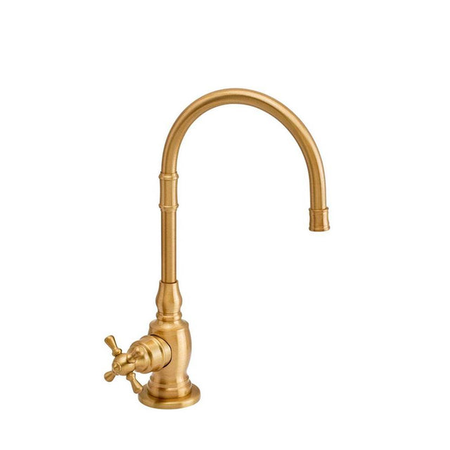 Waterstone - Waterstone Pembroke Hot Only Filtration Faucet - Cross Handle - Unlacquered Polished Brass