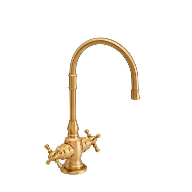 Waterstone - Waterstone Pembroke Hot and Cold Filtration Faucet - Cross Handles - Unlacquered Polished Brass