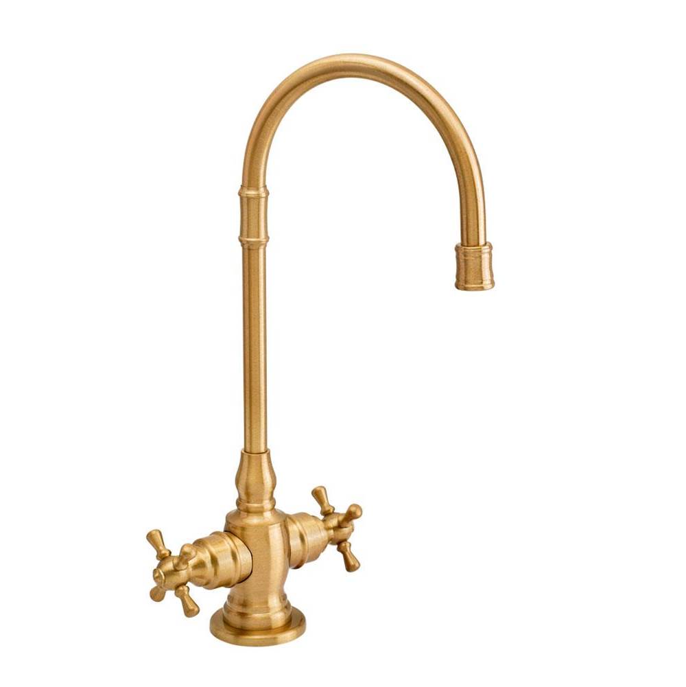 Waterstone - Waterstone Pembroke Bar Faucet - Cross Handles - Unlacquered Polished Brass