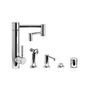 Waterstone - Waterstone Hunley Kitchen Faucet - 12'' Articulated Spout - 4pc. Suite - Unlacquered Polished Brass