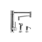 Waterstone - Waterstone Hunley Kitchen Faucet - 18'' Articulated Spout - 2pc. Suite - Unlacquered Polished Brass