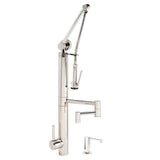 Waterstone - Waterstone Contemporary Gantry Pulldown Faucet - 12'' Articulated Spout - 4pc. Suite - Classic Bronze