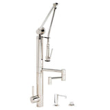 Waterstone - Waterstone Contemporary Gantry Pulldown Faucet - 12'' Articulated Spout - 3pc. Suite - Unlacquered Polished Brass