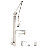 Waterstone - Waterstone Contemporary Gantry Pulldown Faucet - 12'' Articulated Spout - 4pc. Suite - Matte White