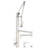 Waterstone - Waterstone Contemporary Gantry Pulldown Faucet - 18'' Articulated Spout - 3pc. Suite - Unlacquered Polished Brass