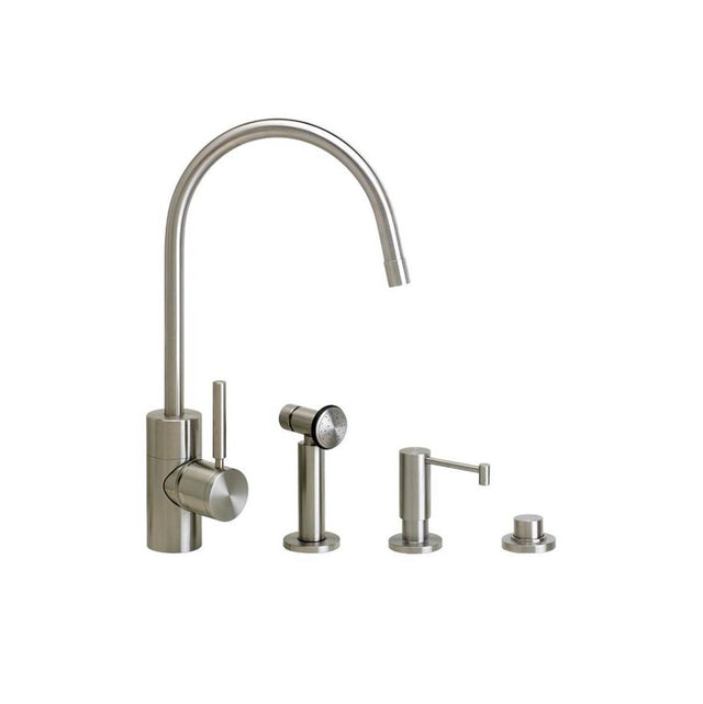 Waterstone - Waterstone Parche Kitchen Faucet - 3pc. Suite - Unlacquered Polished Brass