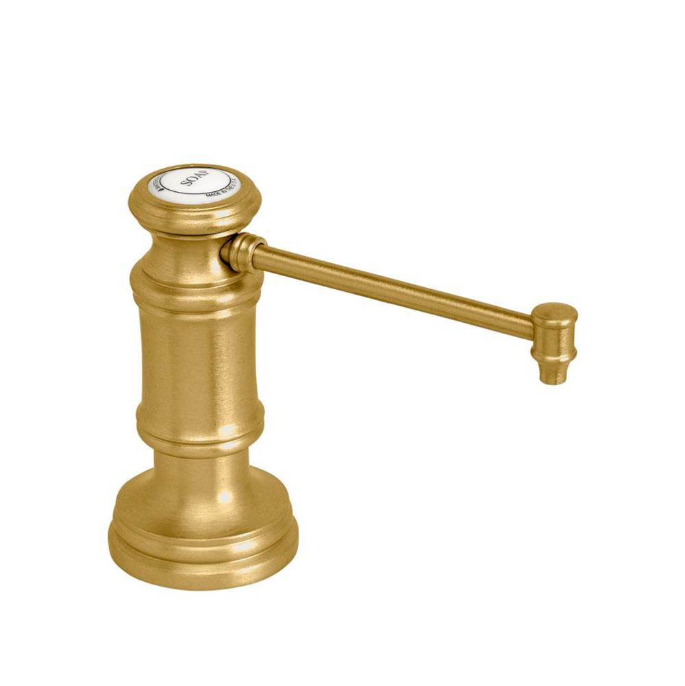 Waterstone - Traditional Soap/lotion Dispenser - Extended Straight Spout - Satin Brass
