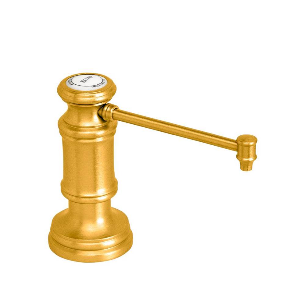 Waterstone - Traditional Soap/lotion Dispenser - Extended Straight Spout - Satin Gold