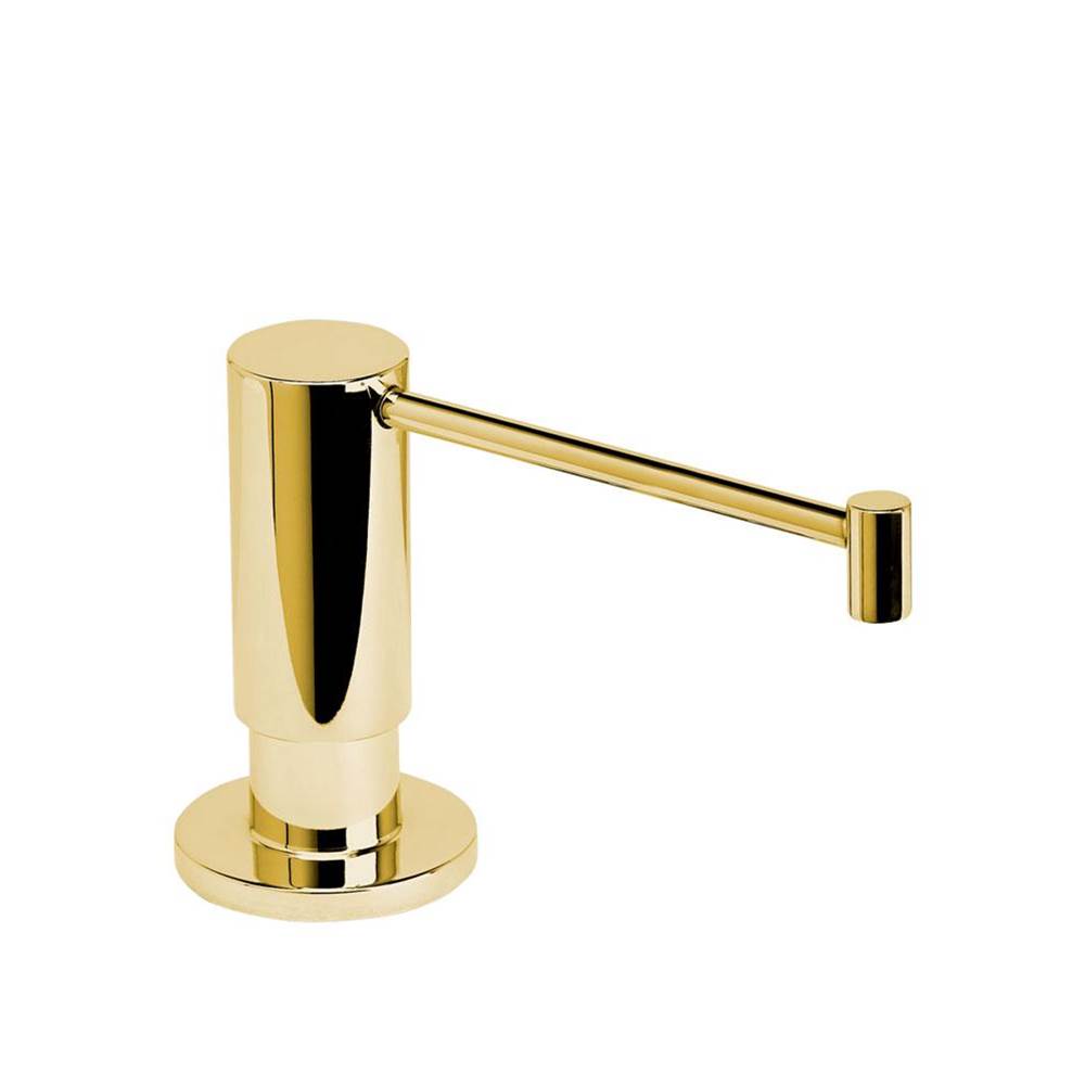 Waterstone - Contemporary Soap/lotion Dispenser - Extended Straight Spout - Unlacquered Polished Brass