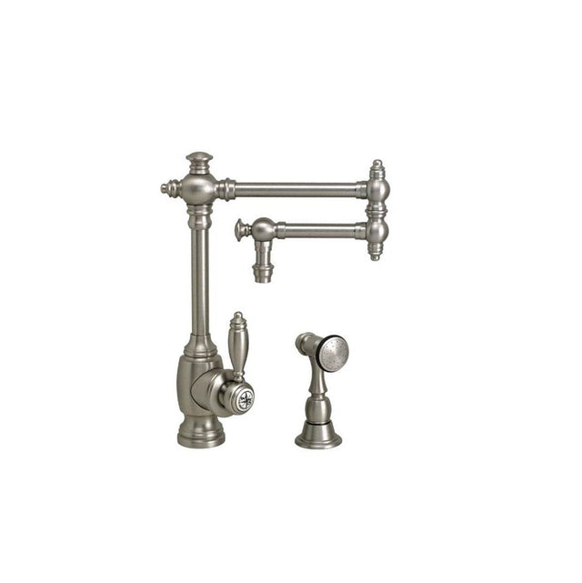 Waterstone - Waterstone Towson Kitchen Faucet - 12'' Articulated Spout w/ Side Spray - Unlacquered Polished Brass