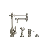 Waterstone - Waterstone Towson Kitchen Faucet - 12'' Articulated Spout - 3pc. Suite - Unlacquered Polished Brass