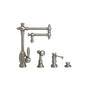 Waterstone - Waterstone Towson Kitchen Faucet - 12'' Articulated Spout - 3pc. Suite - Unlacquered Polished Brass
