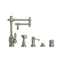 Waterstone - Waterstone Towson Kitchen Faucet - 12'' Articulated Spout - 4pc. Suite - Unlacquered Polished Brass