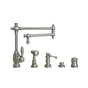 Waterstone - Waterstone Towson Kitchen Faucet - 18'' Articulated Spout - 4pc. Suite - Unlacquered Polished Brass