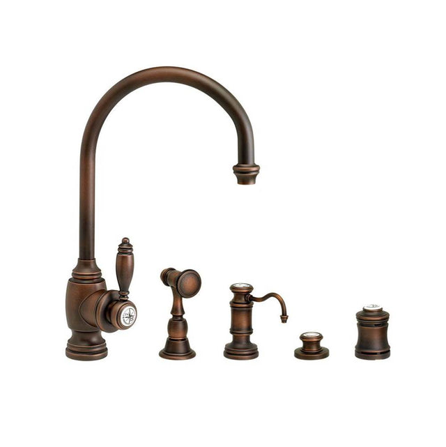 Waterstone - Waterstone Hampton Kitchen Faucet - 4pc. Suite - Unlacquered Polished Brass