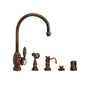 Waterstone - Waterstone Hampton Kitchen Faucet - 4pc. Suite - Unlacquered Polished Brass