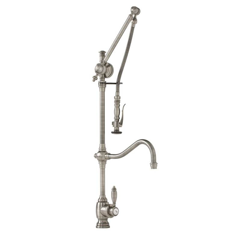 Waterstone - Waterstone Traditional Gantry Pulldown Faucet - Hook Spout - 3pc. Suite - Tuscan Brass