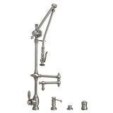 Waterstone - Waterstone Traditional Gantry Pulldown Faucet - 12'' Articulated Spout - 4pc. Suite - Matte White