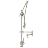 Waterstone - Waterstone Traditional Gantry Pulldown Faucet - 12'' Articulated Spout - 3pc. Suite - Tuscan Brass
