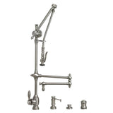 Waterstone - Waterstone Traditional Gantry Pulldown Faucet - 18'' Articulated Spout - 4pc. Suite - Matte White