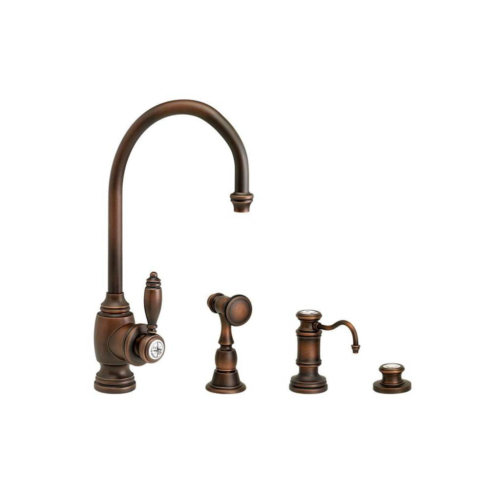Waterstone - Waterstone Hampton Prep Faucet - 3pc. Suite - Unlacquered Polished Brass