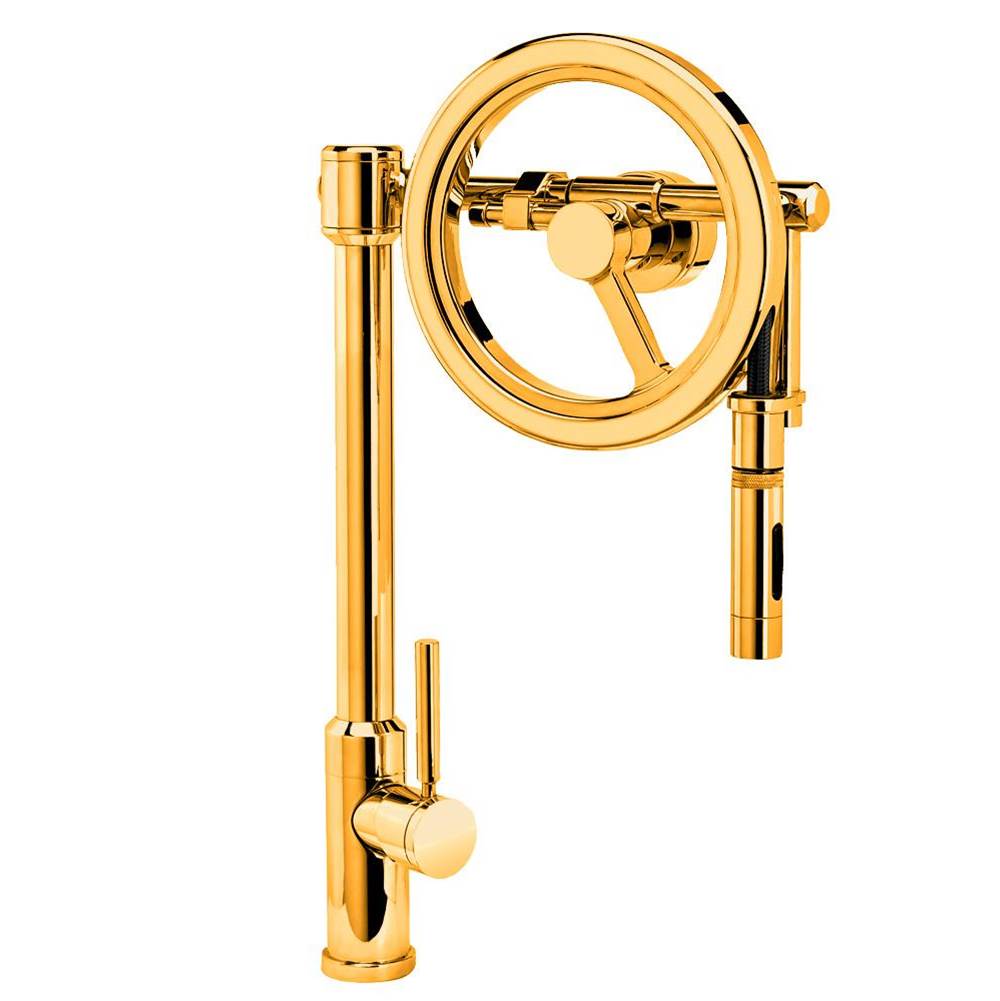Waterstone - Waterstone Endeavor Wheel Pulldown Faucet - Toggle Sprayer - Polished Gold