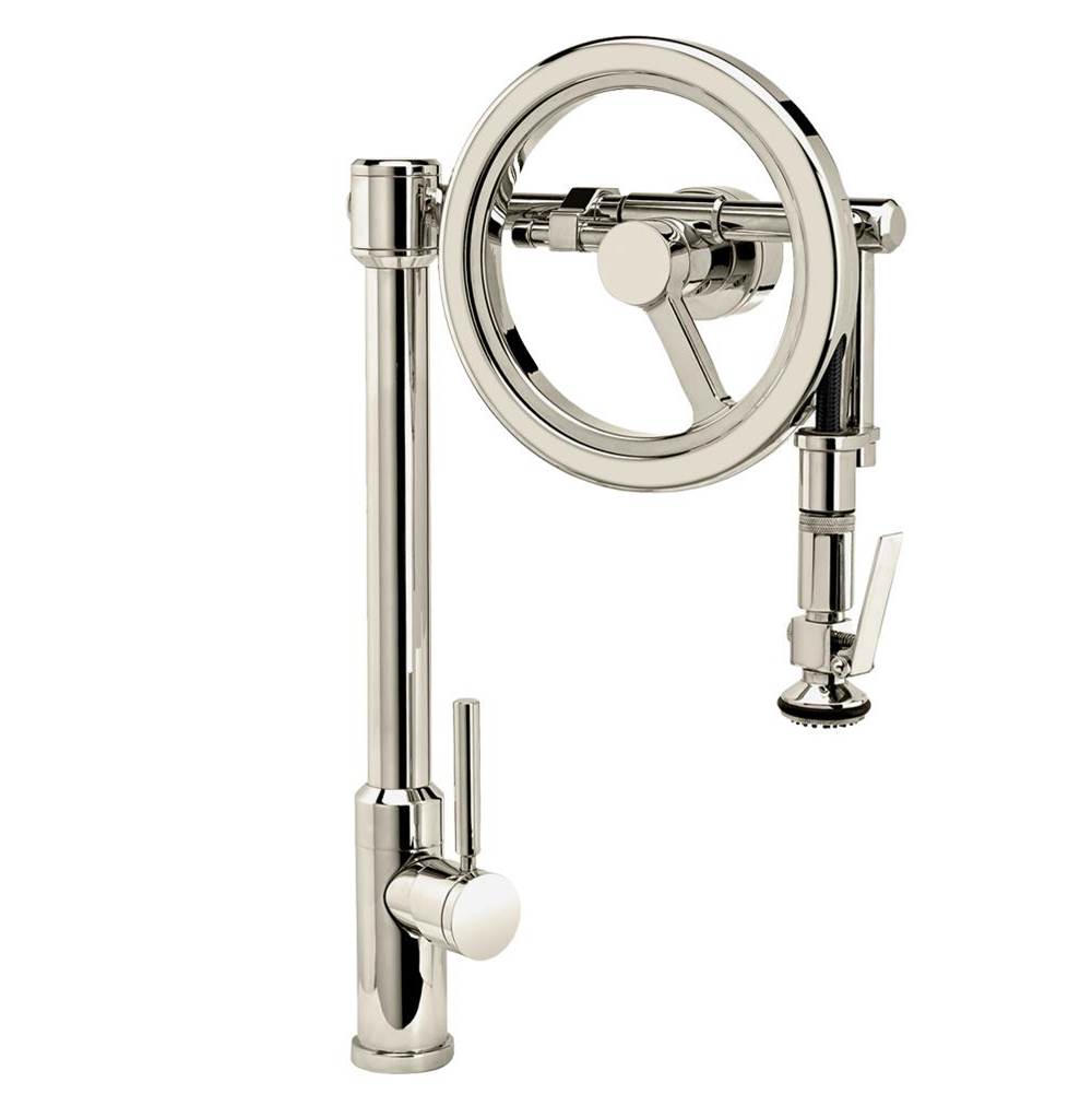 Waterstone - Waterstone Endeavor Wheel Pulldown Faucet - Lever Sprayer - Polished Nickel