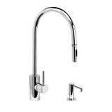 Waterstone - Waterstone Contemporary Extended Reach PLP Pulldown Faucet - Toggle Sprayer - 2pc. Suite - Unlacquered Polished Brass