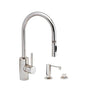Waterstone - Waterstone Contemporary PLP Pulldown Faucet - Lever Sprayer - 3pc. Suite - Unlacquered Polished Brass