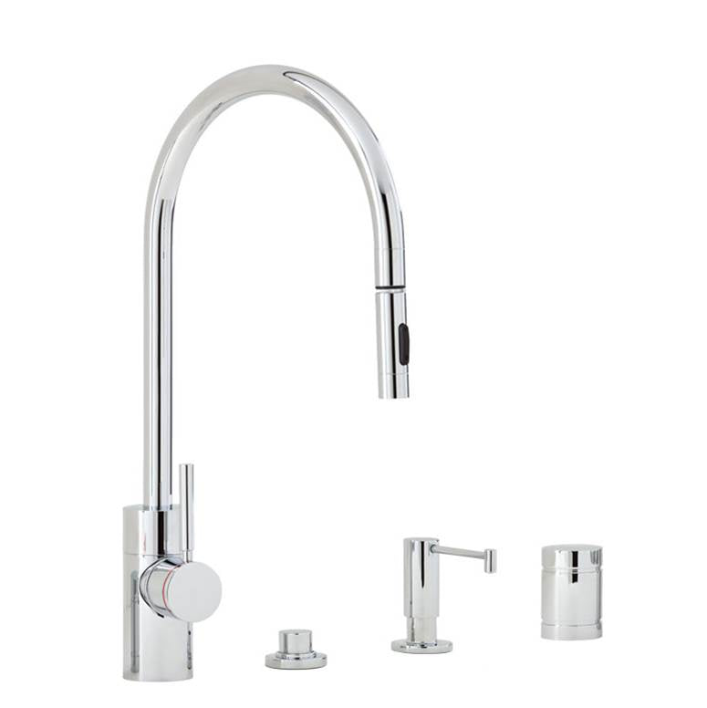 Waterstone - Waterstone Contemporary PLP Pulldown Faucet - Lever Sprayer - 4pc. Suite - Classic Bronze