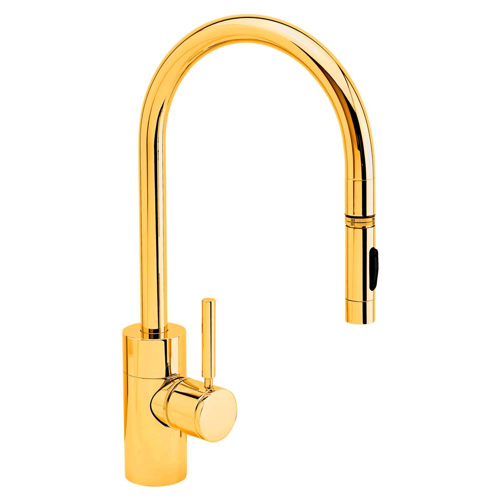 Waterstone - Waterstone Contemporary PLP Pulldown Faucet - Lever Sprayer - Polished Gold