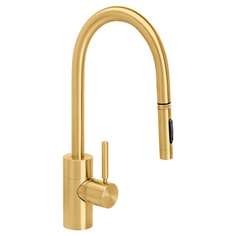 Waterstone - Waterstone Contemporary PLP Pulldown Faucet - Lever Sprayer - Satin Brass