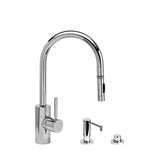 Waterstone - Waterstone Contemporary PLP Pulldown Faucet - Toggle Sprayer - 3pc. Suite - Unlacquered Polished Brass