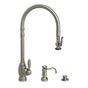 Waterstone - Waterstone Traditional Extended Reach PLP Pulldown Faucet - 3pc. Suite - Unlacquered Polished Brass