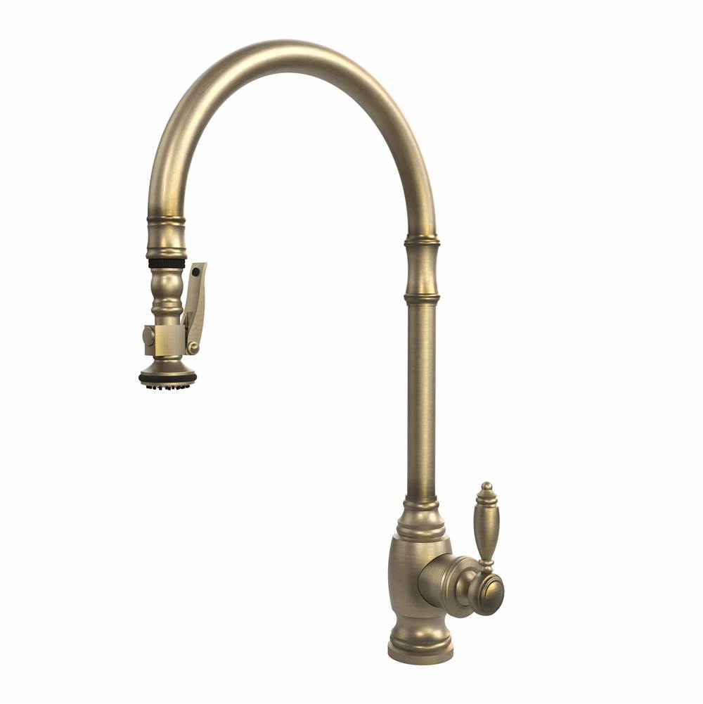 Waterstone - Waterstone Traditional Extended Reach PLP Pulldown Faucet - Matte Antique Brass