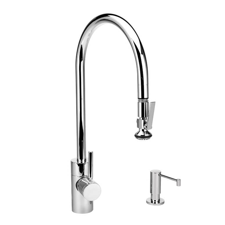 Waterstone - Waterstone Contemporary Extended Reach PLP Pulldown Faucet - Lever Sprayer - 2pc. Suite - Classic Bronze