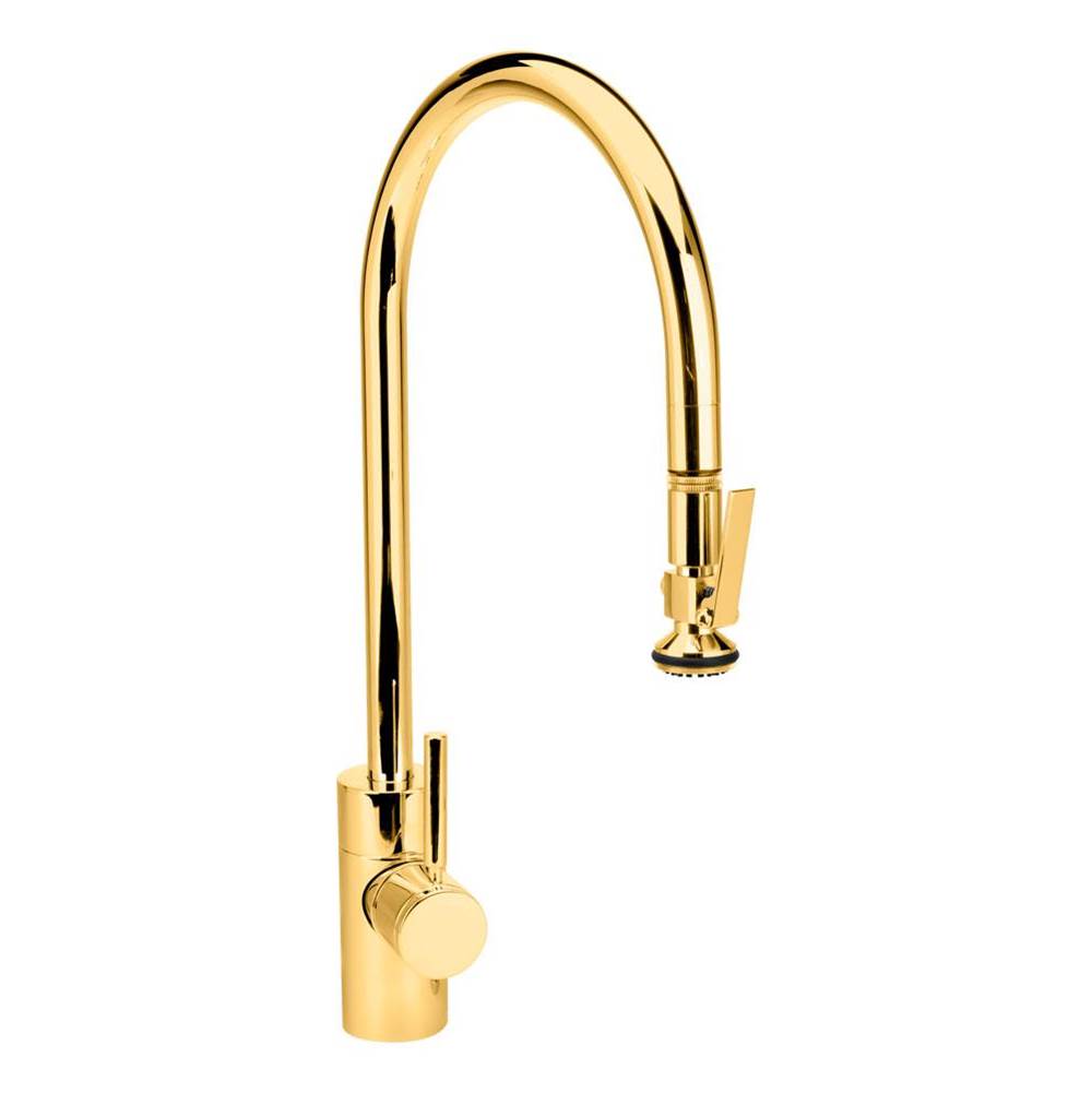 Waterstone - Waterstone Contemporary Extended Reach PLP Pulldown Faucet - Lever Sprayer - Polished Brass