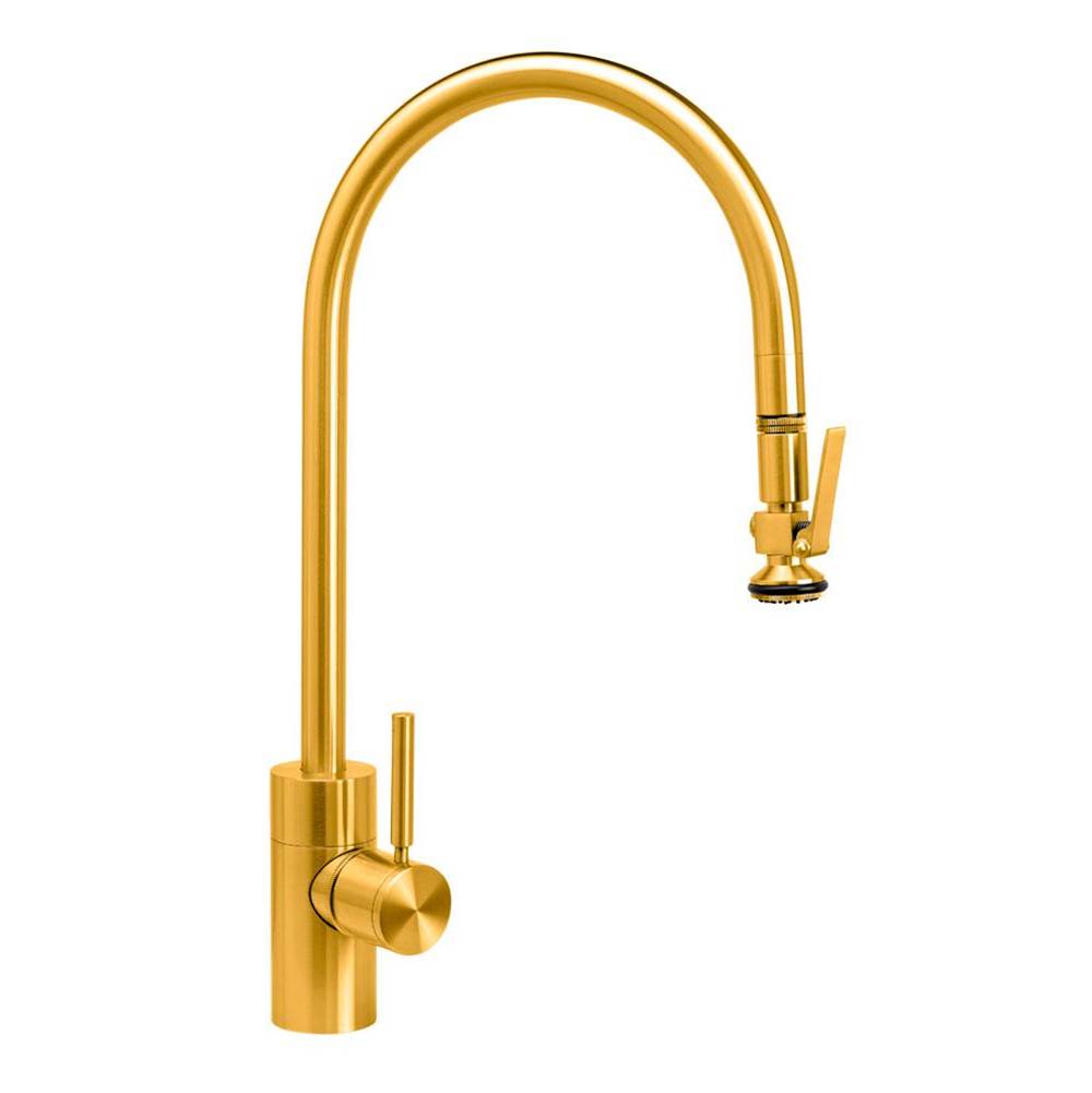 Waterstone - Waterstone Contemporary Extended Reach PLP Pulldown Faucet - Lever Sprayer - Satin Gold