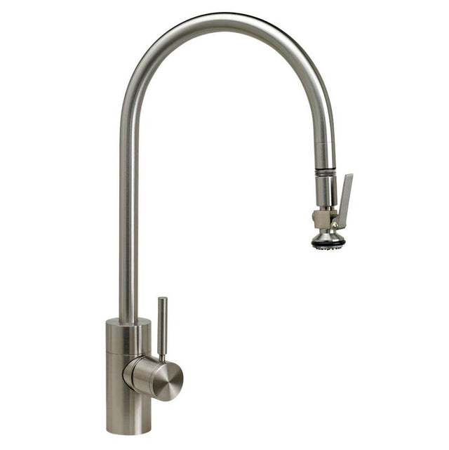 Waterstone - Waterstone Contemporary Extended Reach PLP Pulldown Faucet - Lever Sprayer - Unlacquered Polished Brass