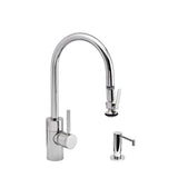 Waterstone - Waterstone Contemporary PLP Pulldown Faucet - Lever Sprayer - 2pc. Suite - Unlacquered Polished Brass