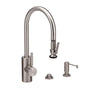 Waterstone - Waterstone Contemporary PLP Pulldown Faucet - Lever Sprayer - 3pc. Suite - Unlacquered Polished Brass