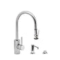 Waterstone - Waterstone Contemporary PLP Pulldown Faucet - Lever Sprayer - 3pc. Suite - Unlacquered Polished Brass